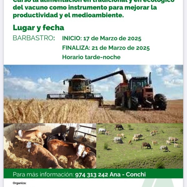 Curso alimentación en tradicional y en ecológico para el vacuno